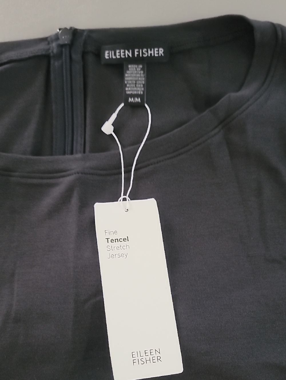Eileen Fisher Fine Tencel Stretch Jersey Wide Leg Gray Jumpsuit Medium - Picture 7 of 14